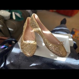 GOLD SPARKLE ballet flats 100% Italian leather.